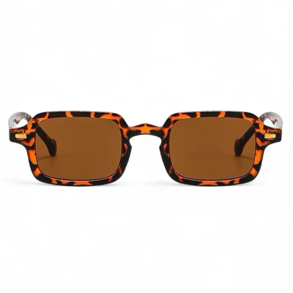 Mens Retro Square Tortoise Shell Sunglasses Brown Lens UV400 Vintage Style Gafas
